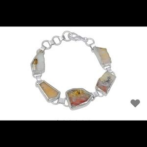 Orchid & pearl brass bracelet